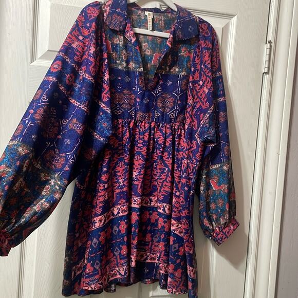 Raga Long Sleeve Boho Mini Dress - Picture 2 of 4